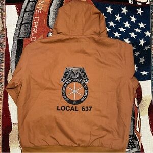 Cornerstone Mens Embroidered Pipeline Union Teamsters Hooded Work Jacket (3XL)